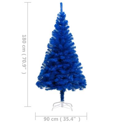vidaXL Artificial Pre-lit Christmas Tree with Stand Blue 180 cm PVC