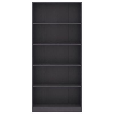 vidaXL 5-Tier Book Cabinet Grey 80x24x175 cm Engineered Wood
