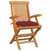vidaXL Garden Chairs with Wine Red Cushions 6 pcs Solid Teak Wood