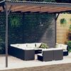 vidaXL 12 Piece Garden Lounge Set with Cushions Black Poly Rattan