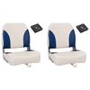 vidaXL Foldable Boat Seat 2 Set with Blue-white Pillow
