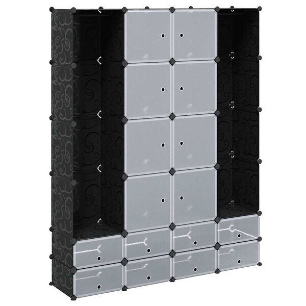 vidaXL Modular Cabinet 18 Compartments Black and White 37x146x180.5 cm