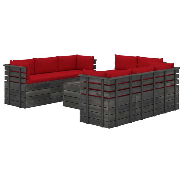 vidaXL 9 Piece Garden Pallet Lounge Set with Cushions Solid Pinewood