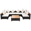 vidaXL 7 Piece Garden Lounge Set with Cushions Poly Rattan Black