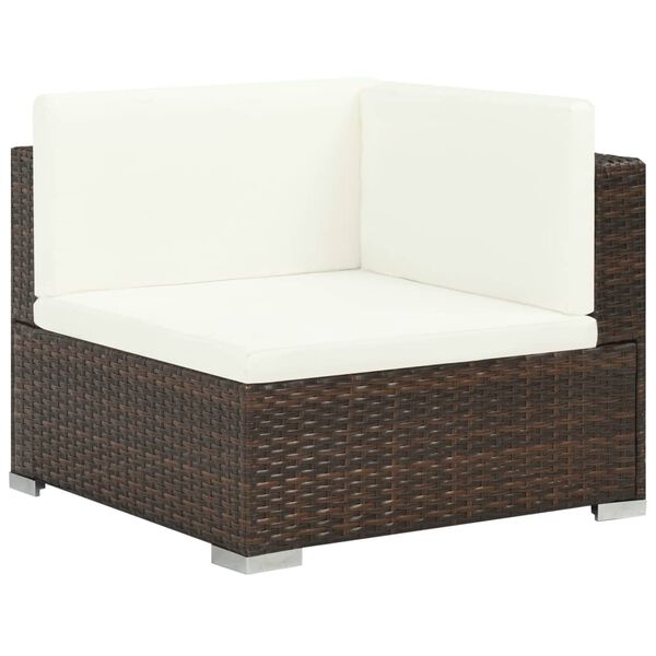 vidaXL 6 Piece Garden Lounge Set with Cushions Poly Rattan Brown