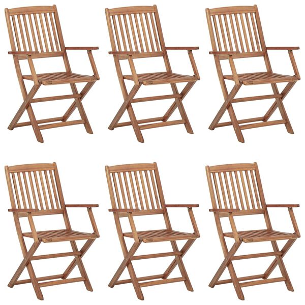 vidaXL Folding Garden Chairs 6 pcs with Cushions Solid Acacia Wood