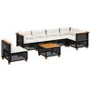 vidaXL 7 Piece Garden Sofa Set with Cushions Black Poly Rattan