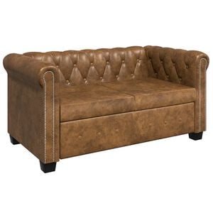 vidaXL Chesterfield Sofa 2-Seater Artificial Leather Brown
