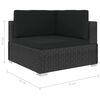 vidaXL 7 Piece Garden Lounge Set Black with Cushions Poly Rattan