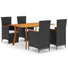 vidaXL 5 Piece Garden Dining Set Black