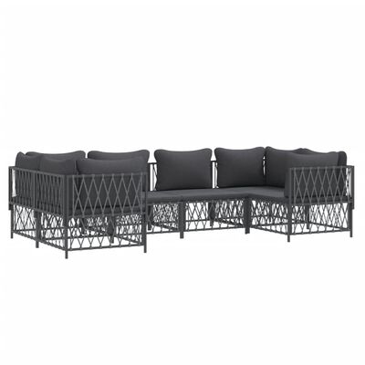 vidaXL 6 Piece Garden Lounge Set with Cushions Anthracite Steel