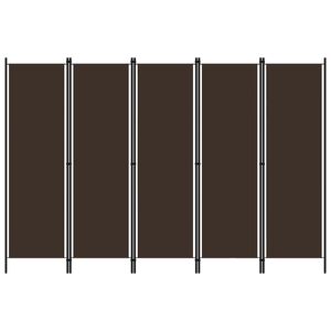 vidaXL 5-Panel Room Divider Brown 250x180 cm