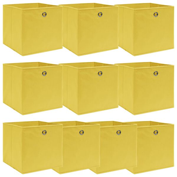 vidaXL Storage Boxes 10 pcs Yellow 32x32x32 cm Fabric