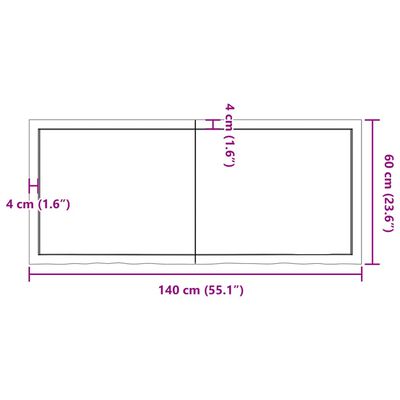 vidaXL Wall Shelf Light Brown 140x60x(2-4) cm Treated Solid Wood Oak