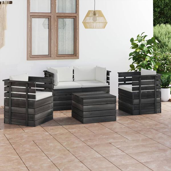 vidaXL 5 Piece Garden Pallet Lounge Set with Cushions Solid Pinewood