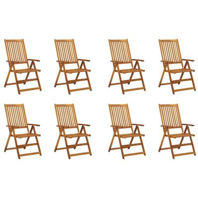 vidaXL Folding Garden Chairs with Cushions 8 pcs Solid Acacia Wood