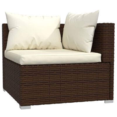 vidaXL 5 Piece Garden Lounge Set with Cushions Poly Rattan Brown