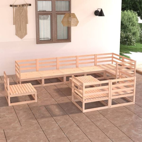vidaXL 10 Piece Garden Lounge Set Solid Pinewood