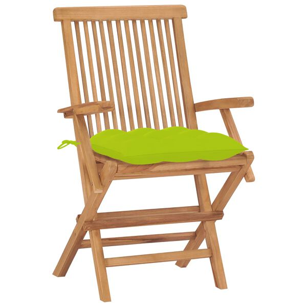 vidaXL Garden Chairs with Bright Green Cushions 2 pcs Solid Teak Wood