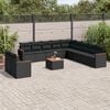 vidaXL 12 Piece Garden Sofa Set with Cushions Black Poly Rattan