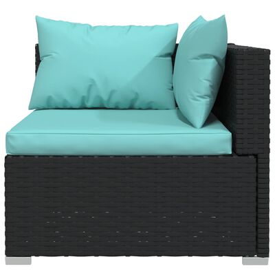 vidaXL 8 Piece Garden Lounge Set with Cushions Poly Rattan Black