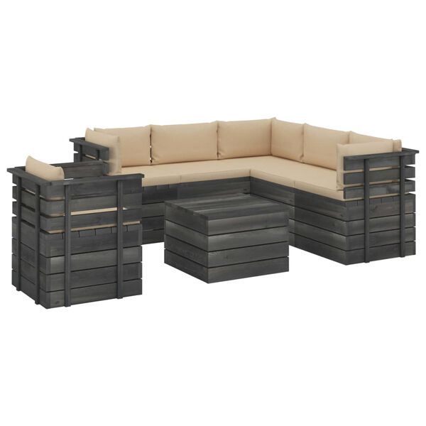 vidaXL 7 Piece Garden Pallet Lounge Set with Cushions Solid Pinewood