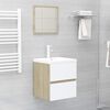 vidaXL Bathroom Furniture Set White and Sonoma Oak Engineered Wood