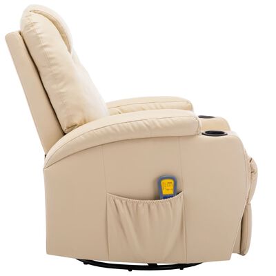 vidaXL Electric Rocking Massage Chair Faux Leather Cream