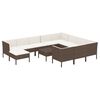 vidaXL 12 Piece Garden Lounge Set with Cushions Poly Rattan Brown