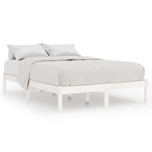 vidaXL Bed Frame | White | Solid pine wood | 200x200 cm | Durable | Bed Frame