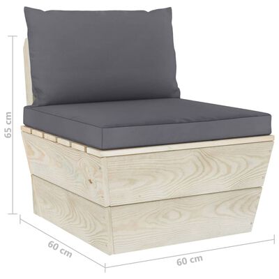 vidaXL Garden Pallet Middle Sofa with Cushions Impregnated Spruce Wood