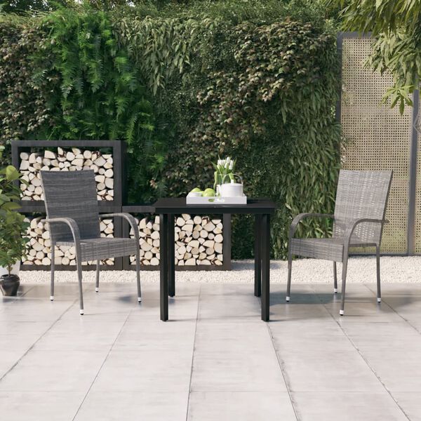 vidaXL 3 Piece Garden Dining Set Grey and Black