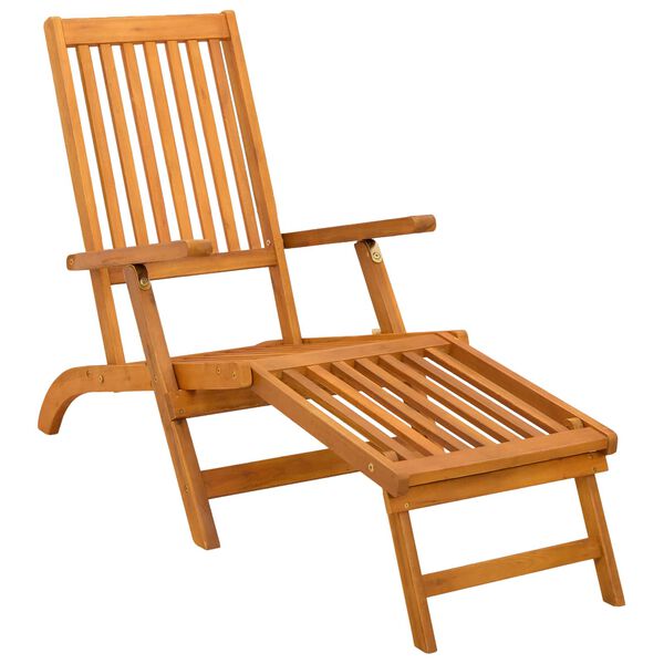vidaXL Outdoor Deck Chair with Footrest and Table Solid Wood Acacia