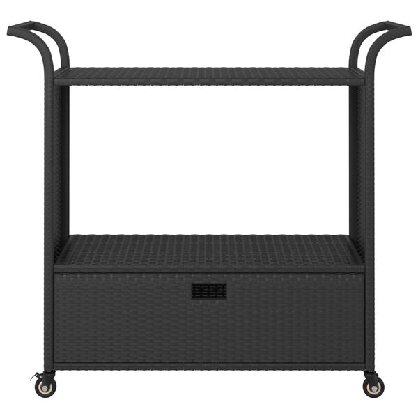 vidaXL Bar Cart with Drawer Black 100x45x97 cm Poly Rattan