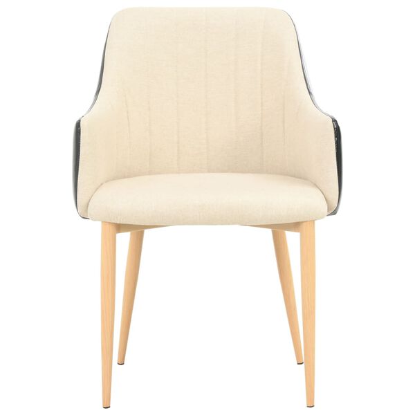 vidaXL Dining Chairs 2 pcs Black and Cream Fabric