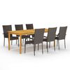 vidaXL Dining Set | Brown | Solid Acacia wood, PE Rattan, Powder-Coated Steel