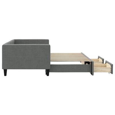 vidaXL Daybed with Trundle and Drawers Dark Grey 90x190 cm Fabric