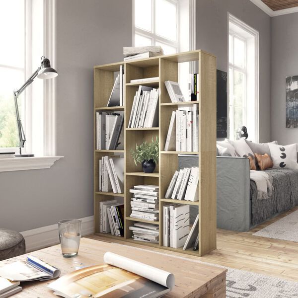 vidaXL Room Divider/Book Cabinet Sonoma Oak 100x24x140 cm Engineered Wood