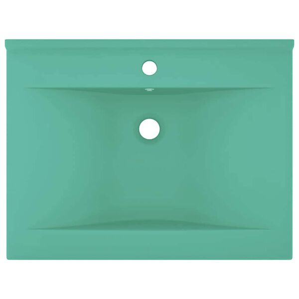 vidaXL Luxury Basin with Faucet Hole Matt Light Green 60x46 cm Ceramic