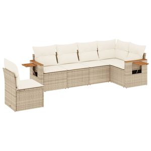 vidaXL 6 Piece Garden Sofa Set with Cushions Beige Poly Rattan
