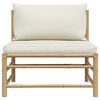 vidaXL Garden Middle Sofa with Cream White Cushions Bamboo