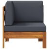 vidaXL Corner Sofa with Dark Grey Cushions Solid Acacia Wood