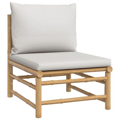 vidaXL 10 Piece Garden Lounge Set with Light Grey Cushions Bamboo