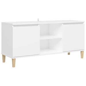 vidaXL TV Cabinet with Solid Wood Legs White 103,5x35x50 cm