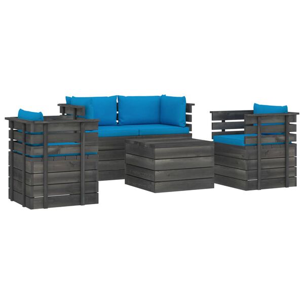 vidaXL 5 Piece Garden Pallet Lounge Set with Cushions Solid Pinewood