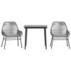 vidaXL 3 Piece Garden Dining Set with Cushions Grey Poly Rattan Glass