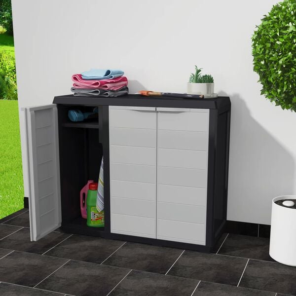 vidaXL Garden Storage Cabinet with 2 Shelves Black and Grey