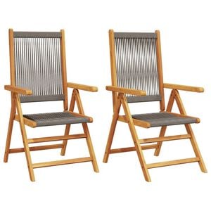 vidaXL Folding Chairs 2 pcs Grey Solid Wood Acacia and Polypropylene