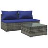 vidaXL 3 Piece Garden Lounge Set with Cushions Poly Rattan Grey