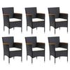 vidaXL 7 Piece Garden Dining Set with Cushions Poly Rattan Black